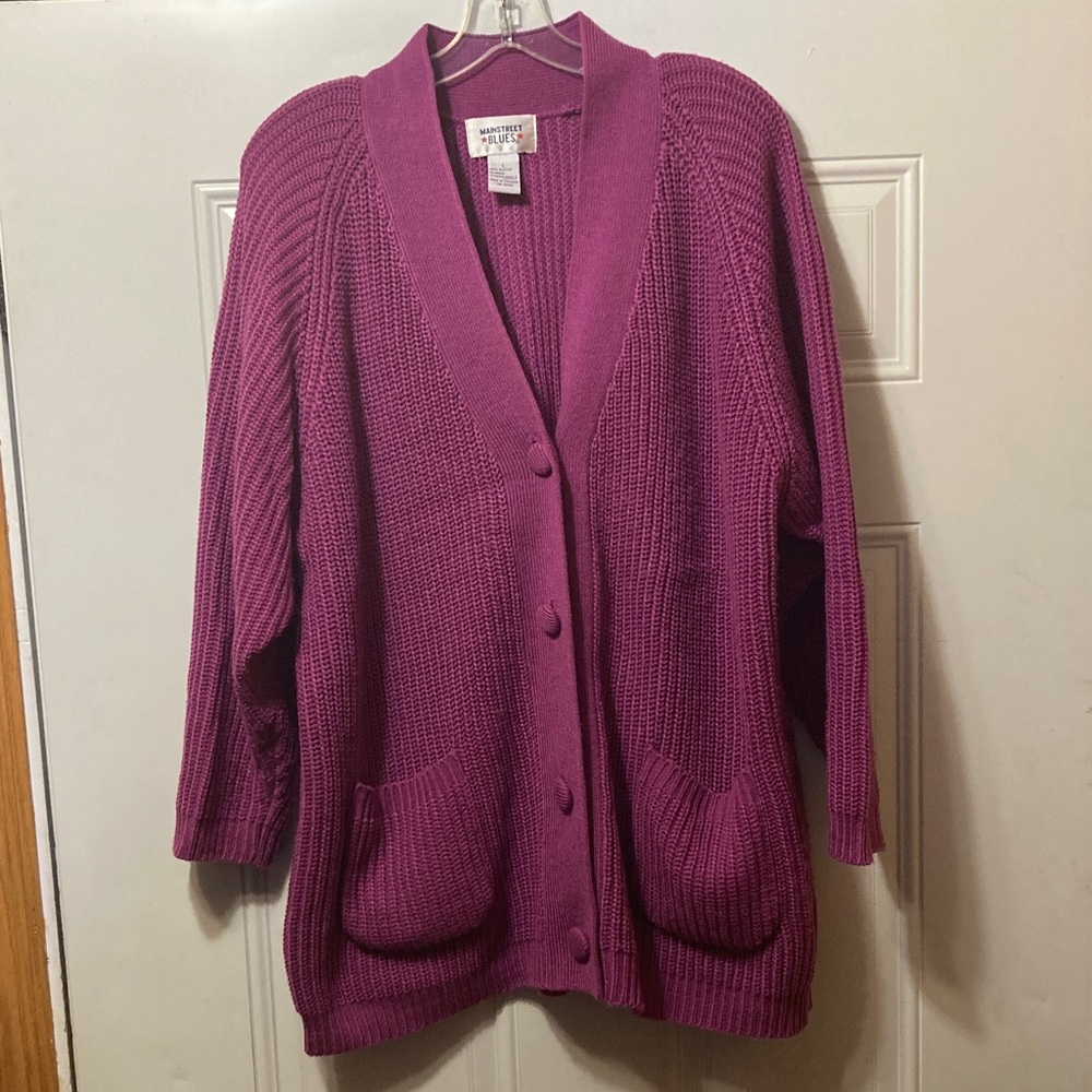 Mainstreet Blues Women's Magenta Cardigan Sweater‎ L